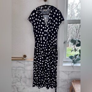 Boden Navy and White Polka Dot Maxi Dress